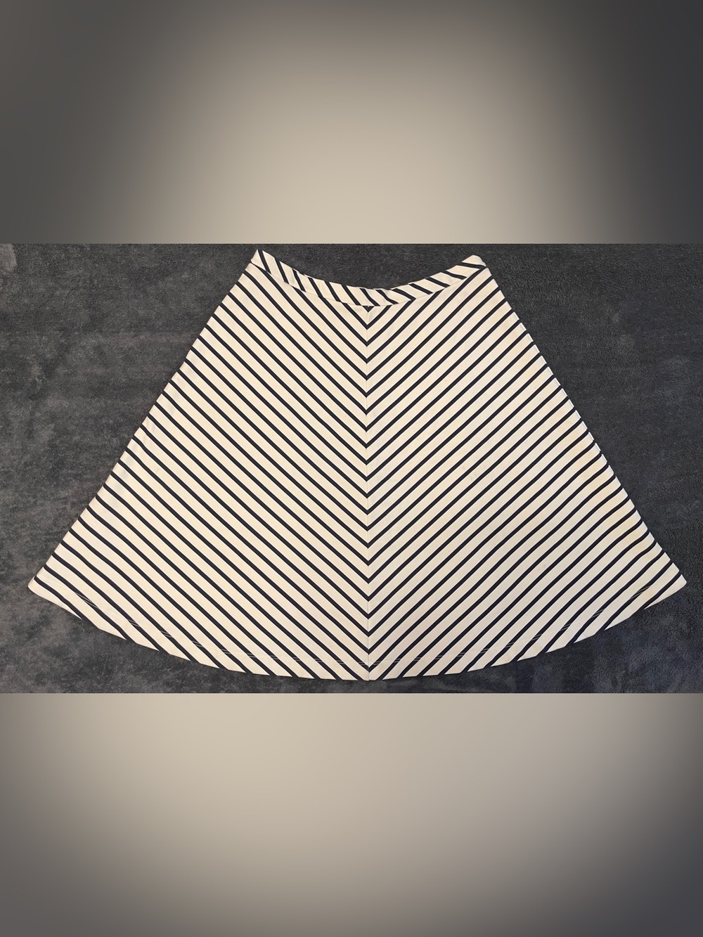 Lands' End Navy and White Chevron A-Line Skirt